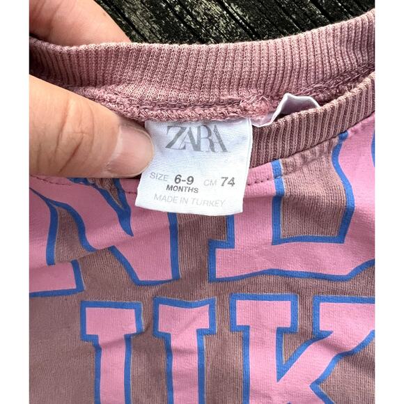 Zara‎ Baby Girl Mauve London UK Graphic Long Sleeve Tee 6-9M 74cm Cotton - Picture 4 of 5